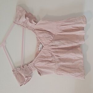 Pink flutter sleeve top